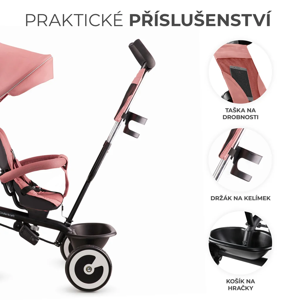 KINDERKRAFT Trojkolka Aston Rose pink 1×1 ks, trojkolka