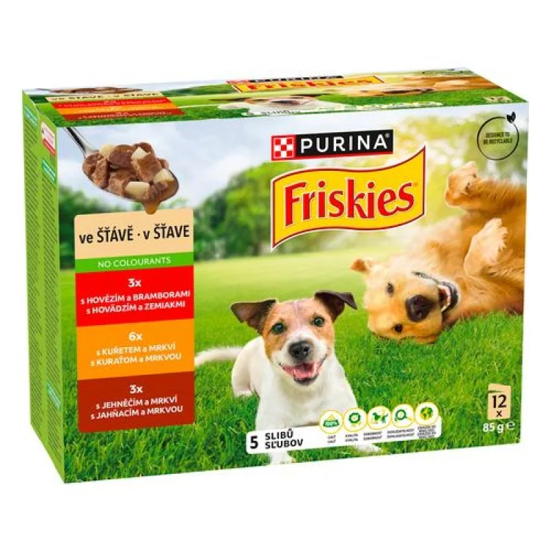 FRISKIES ADULT Multipack hovädzie+kura+jahňa 12x85g