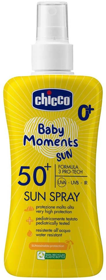 CHICCO Sprej detský na opaľovanie SPF50+, 150 ml 0m+ 1×150 ml, detský prej na opaľovanie