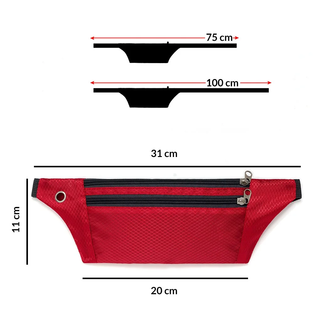 MG Ultimate Running Belt bežecký opasok s otvorom pre slúchadlá červený