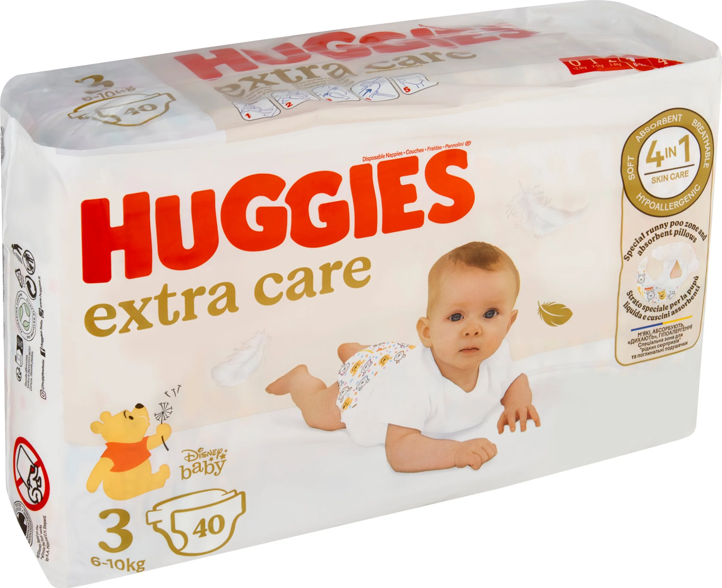 HUGGIES plienky Extra Care 3 1×40 ks, jednorázové plienky