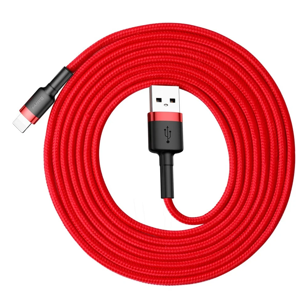 Baseus Cafule Durable Nylon Braided kábel USB / Lightning QC3.0 2m, če rvený