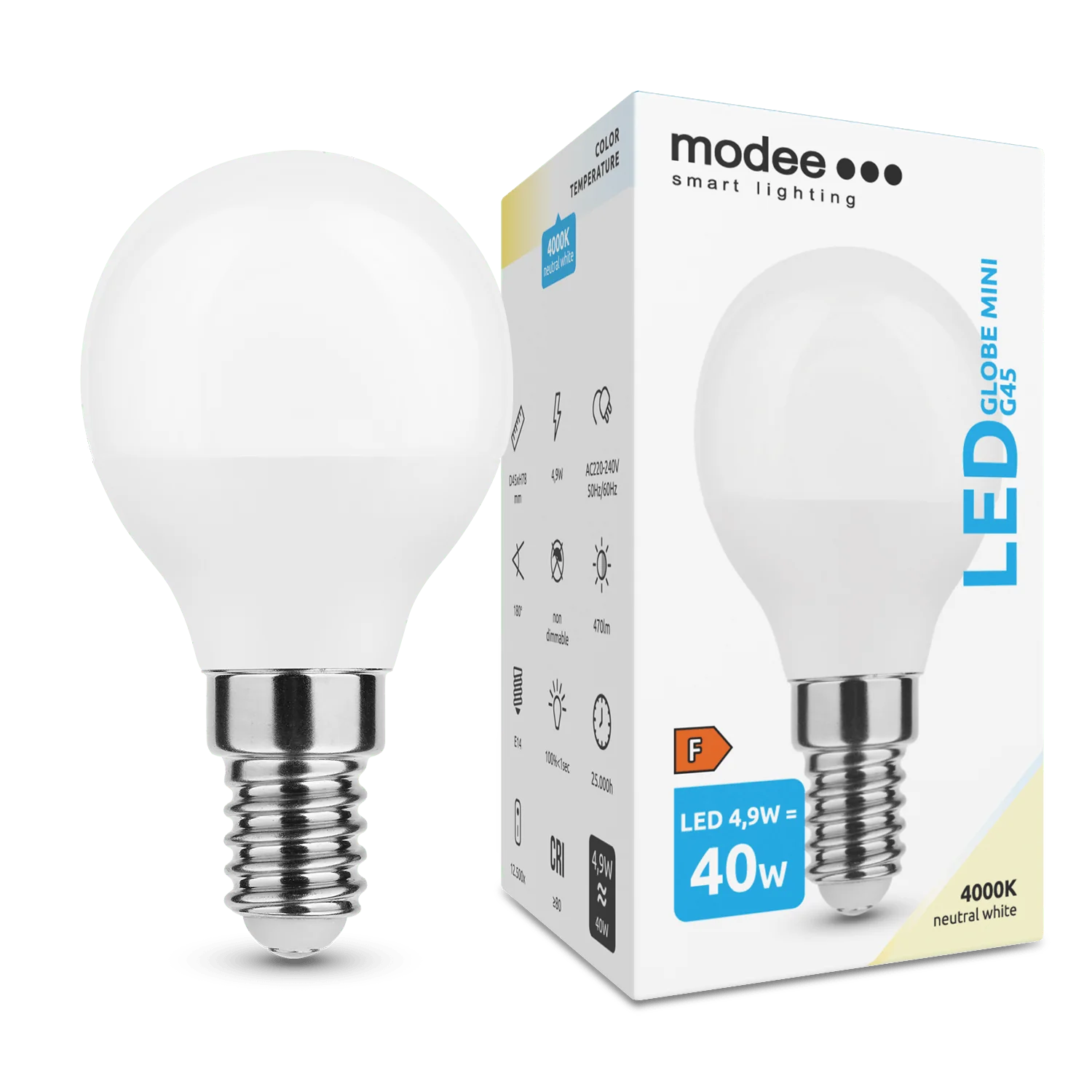 Modee LED Globe Mini G45 4,9W E14 neutrálna biela