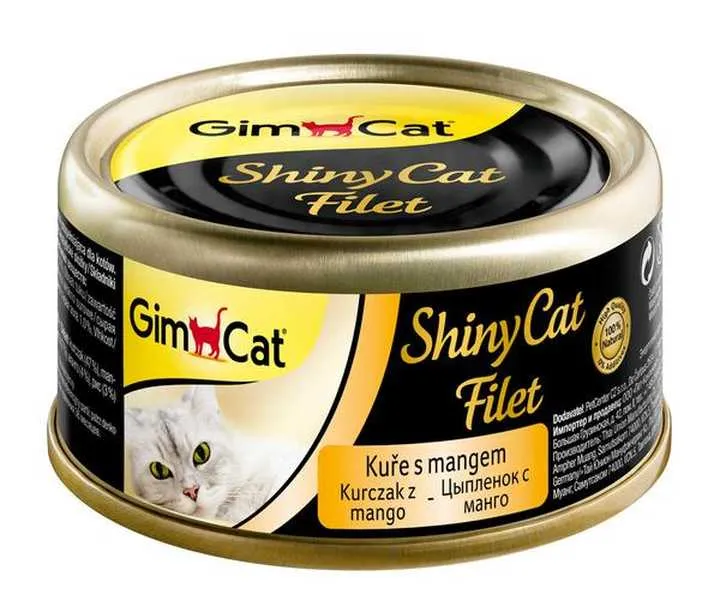 Shiny Cat Konzerva Filet Kura s Mangem 70g