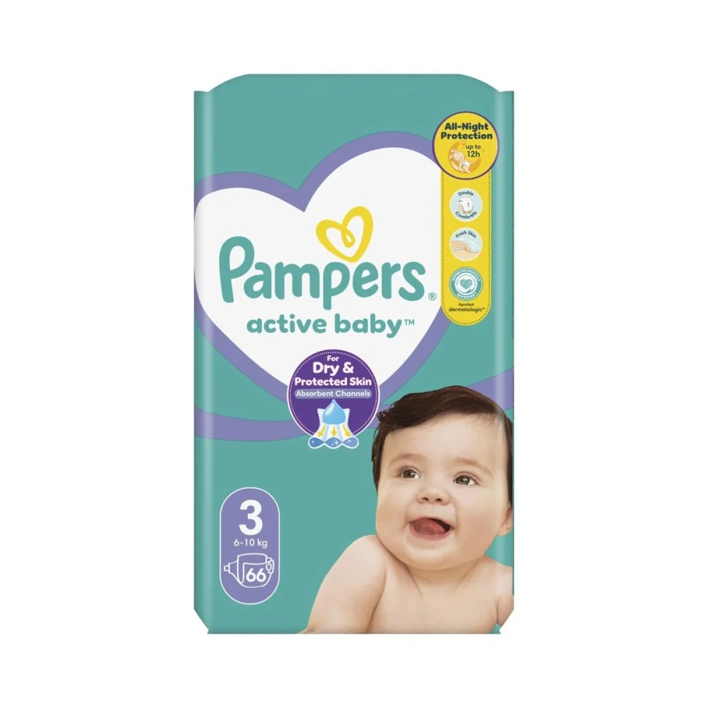 PAMPERS active baby Maxi Pack 3 Midi 1×6 ks, veľkosť 3, detské plienky