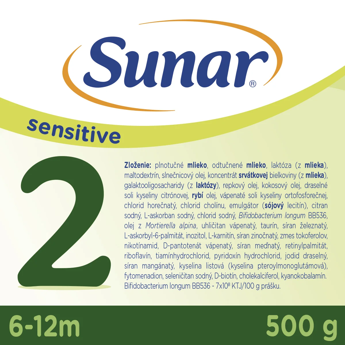 Sunar Sensitive 2 1 x 500 g, dojčenská výživa pre dojčatá od narodenia