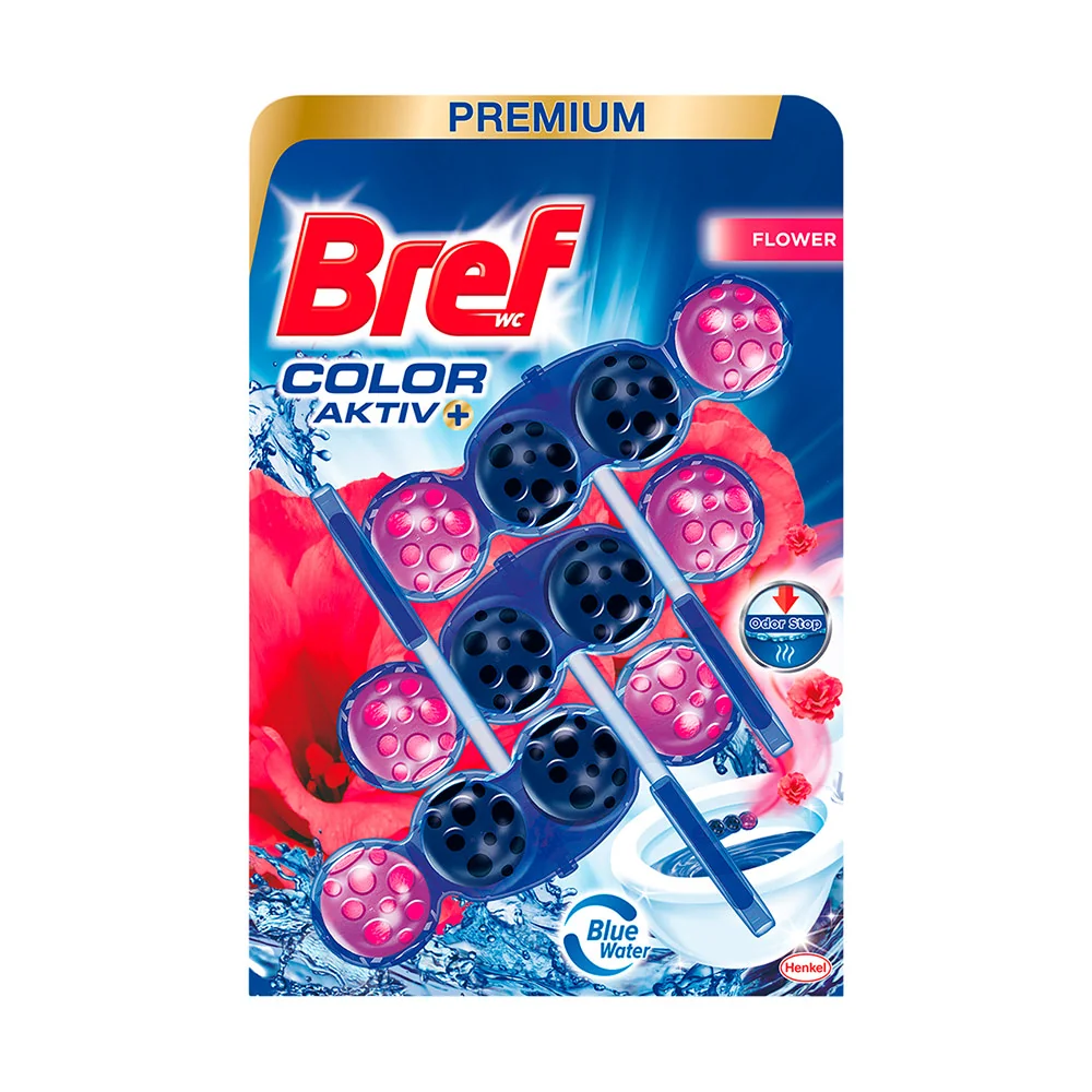 Bref Color Aktiv tuhý WC blok Flower 3×50 g 3×50 g, WC blok