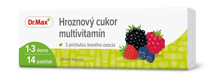 Dr. Max Hroznový cukor multivitamín 1×14 ks, príchuť lesné plody