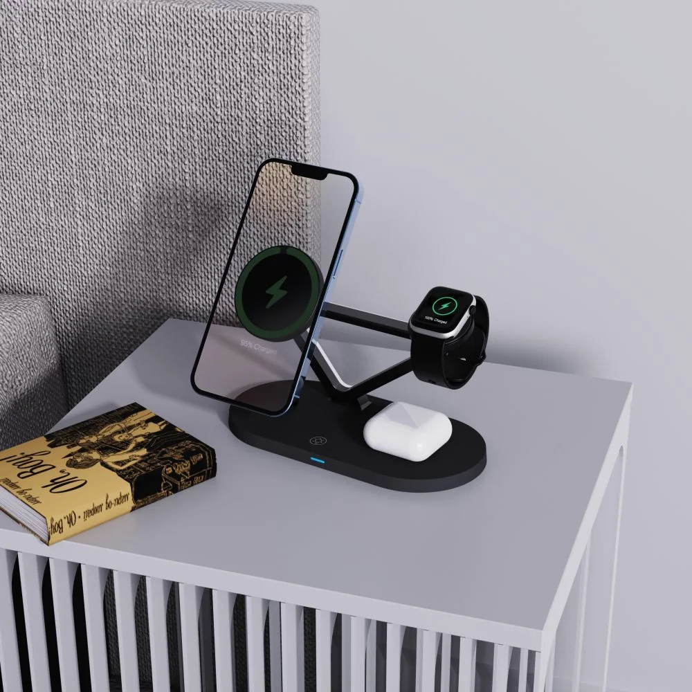 Tech-Protect A41 3in1 nabíjačka na mobil / Apple Watch / AirPods 15W, čierna