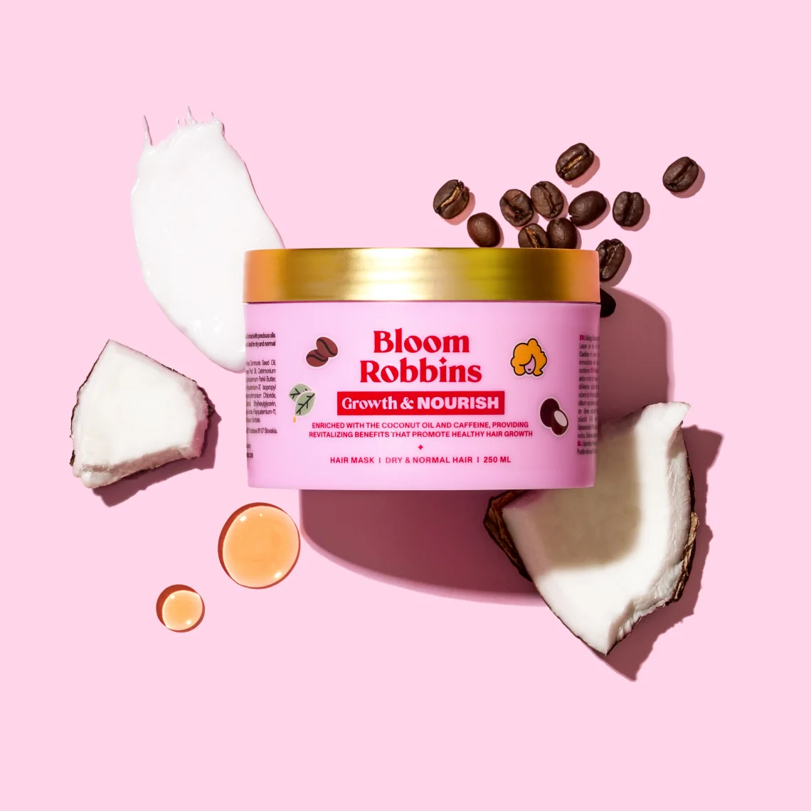 BLOOM ROBBINS maska na rast vlasov s kofeínom 1×250 ml, maska na vlasy