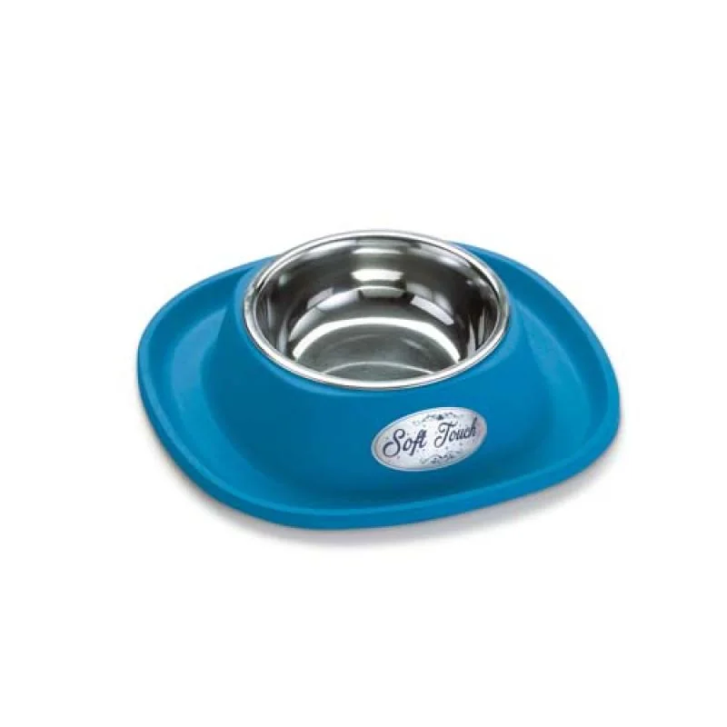 COBBYS PET Soft Touch INOX 20x20x3,5cm držiak z gumy s nerezovou miskou 0,23l