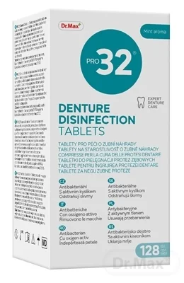 Dr. Max PRO32  Denture Disinfection Tablets 1×128 ks, tablety na starostlivosť o zubné náhrady