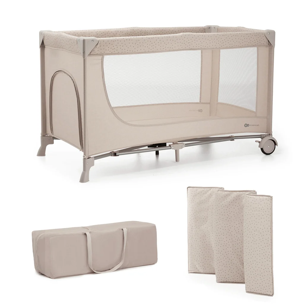 KINDERKRAFT Postieľka cestovná Joy 2 Beige 1×1 ks, cestovná postieľka