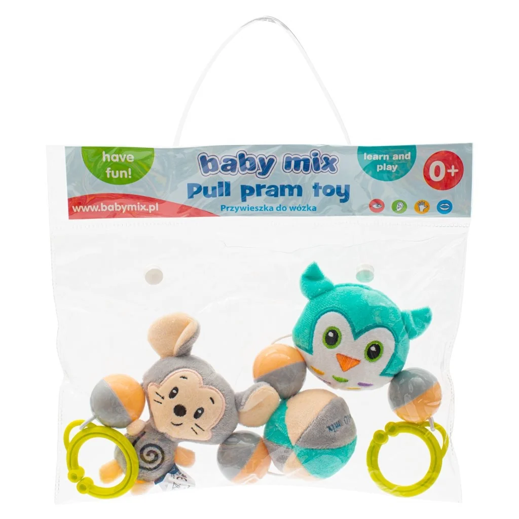 Detská plyšová hrkálka do kočíka Baby Mix myš a sova , 20C45087 