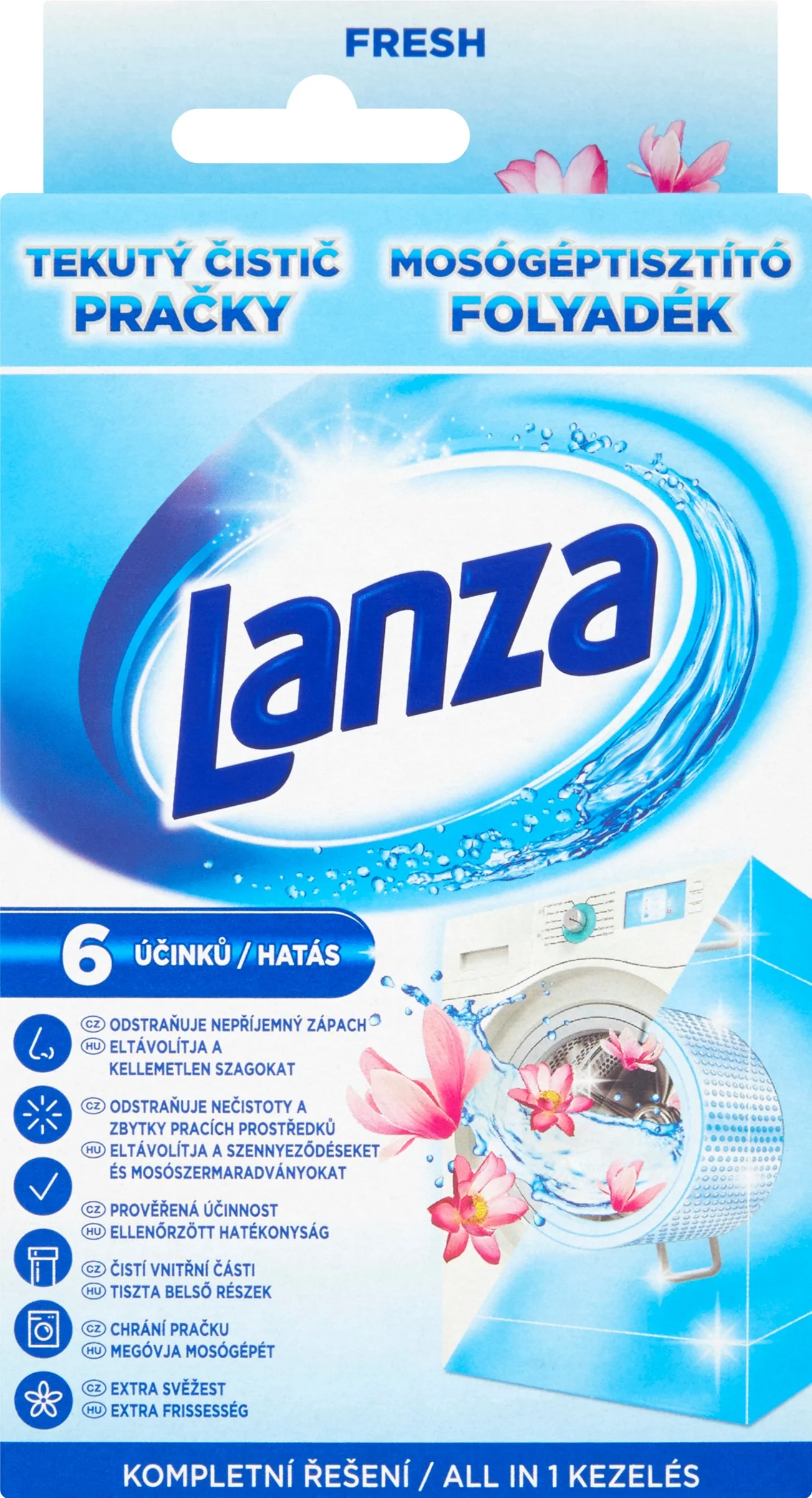 Lanza tekutý čistič práčky 1×250 ml, trojnásobný účinok