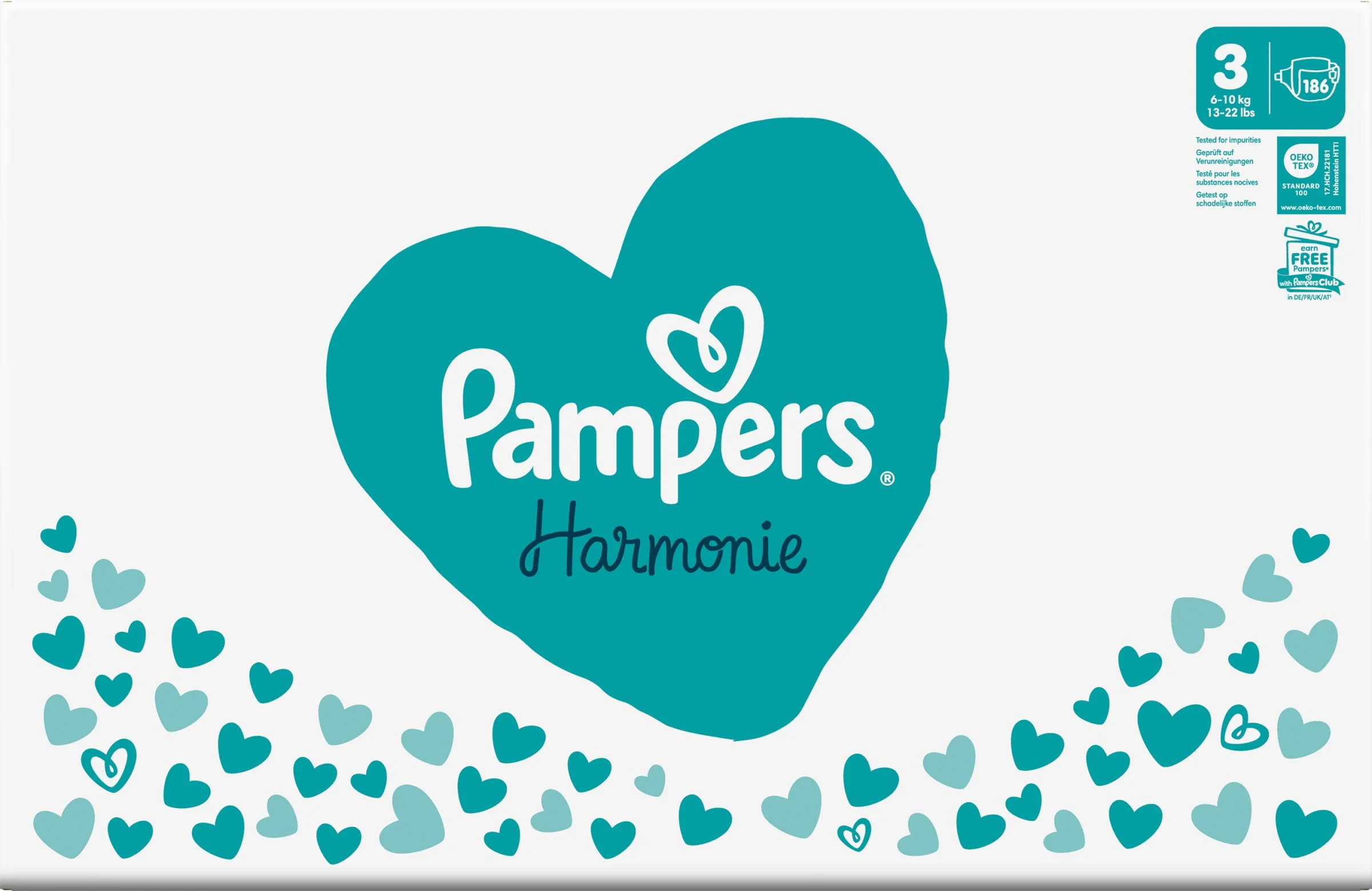 PAMPERS HARMONIE BABY PLIENKY V.3 6-10KG 186KS 1×186 ks, plienky vo veľkosti 3