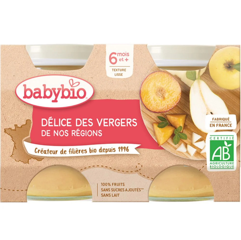 BABYBIO Príkrm ovocná zmes (2x 130 g)