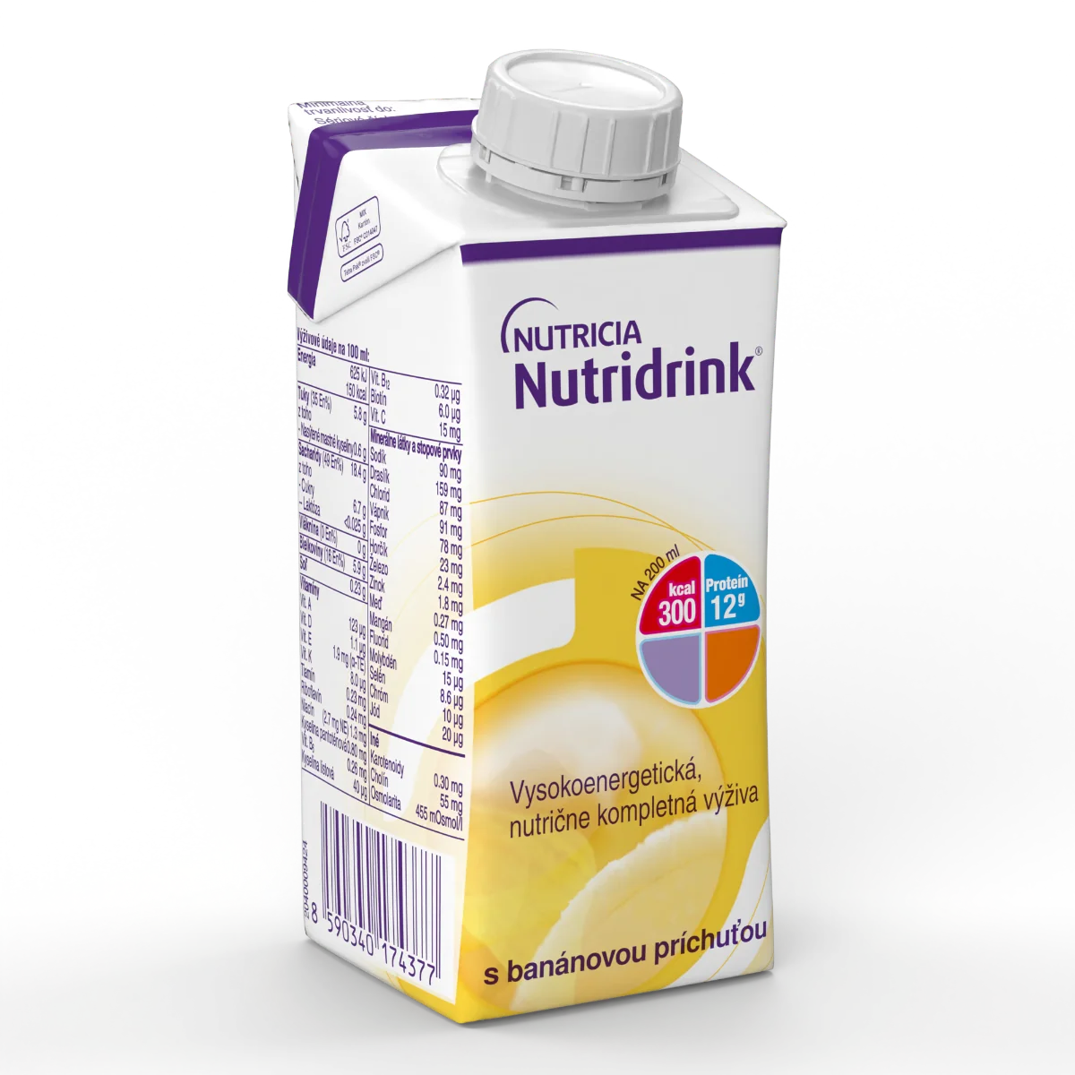 Nutridrink s banánovou príchuťou 4x200 ml, nápoj na medicínske účely