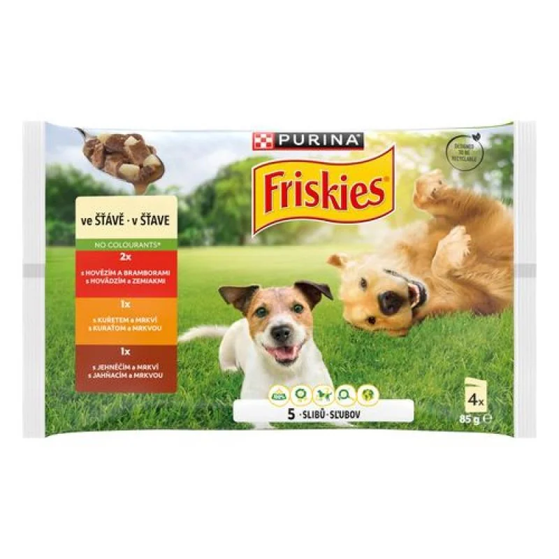 FRISKIES ADULT Multipack hovädzie+kura+jahňa 4x85g