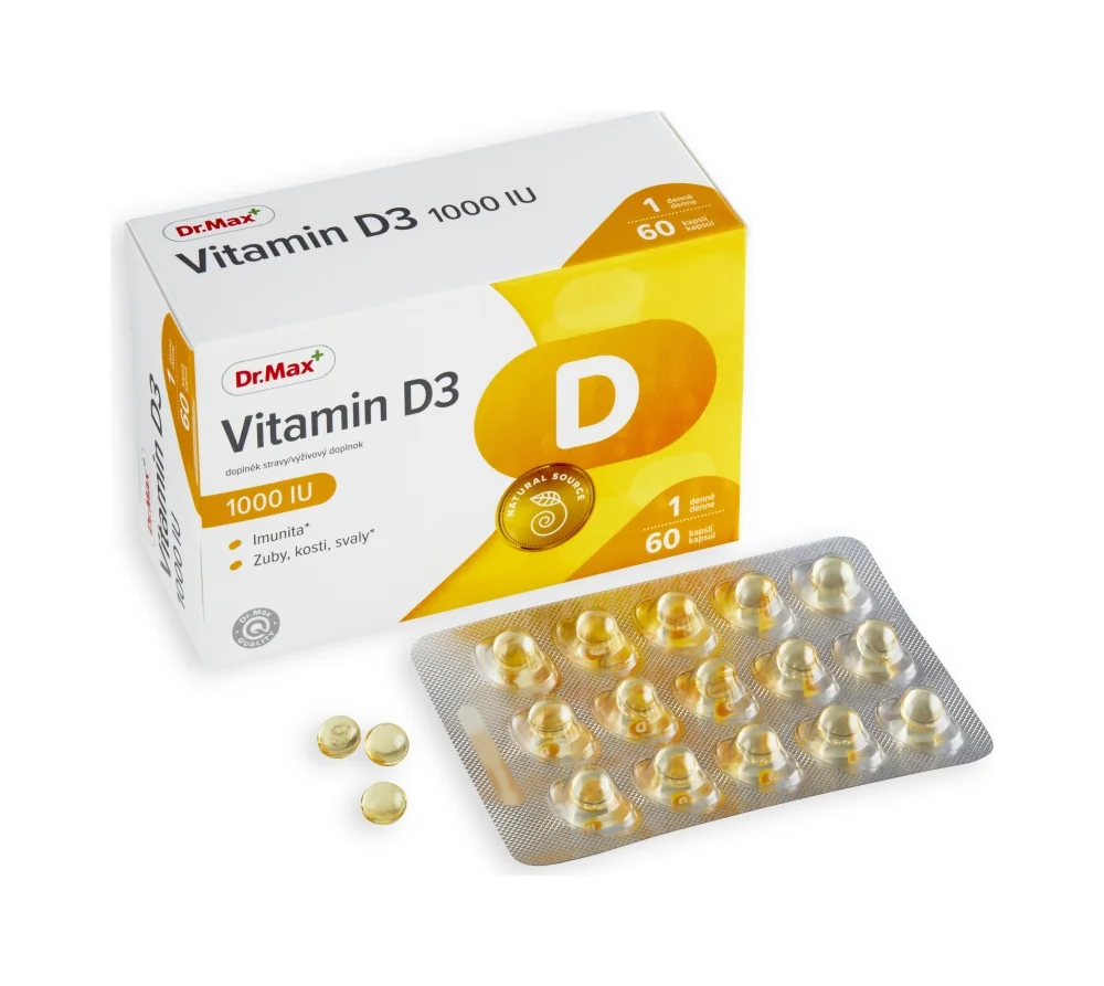 Dr. Max Vitamín D 1000 IU 1×60 kapsúl, vitamín D