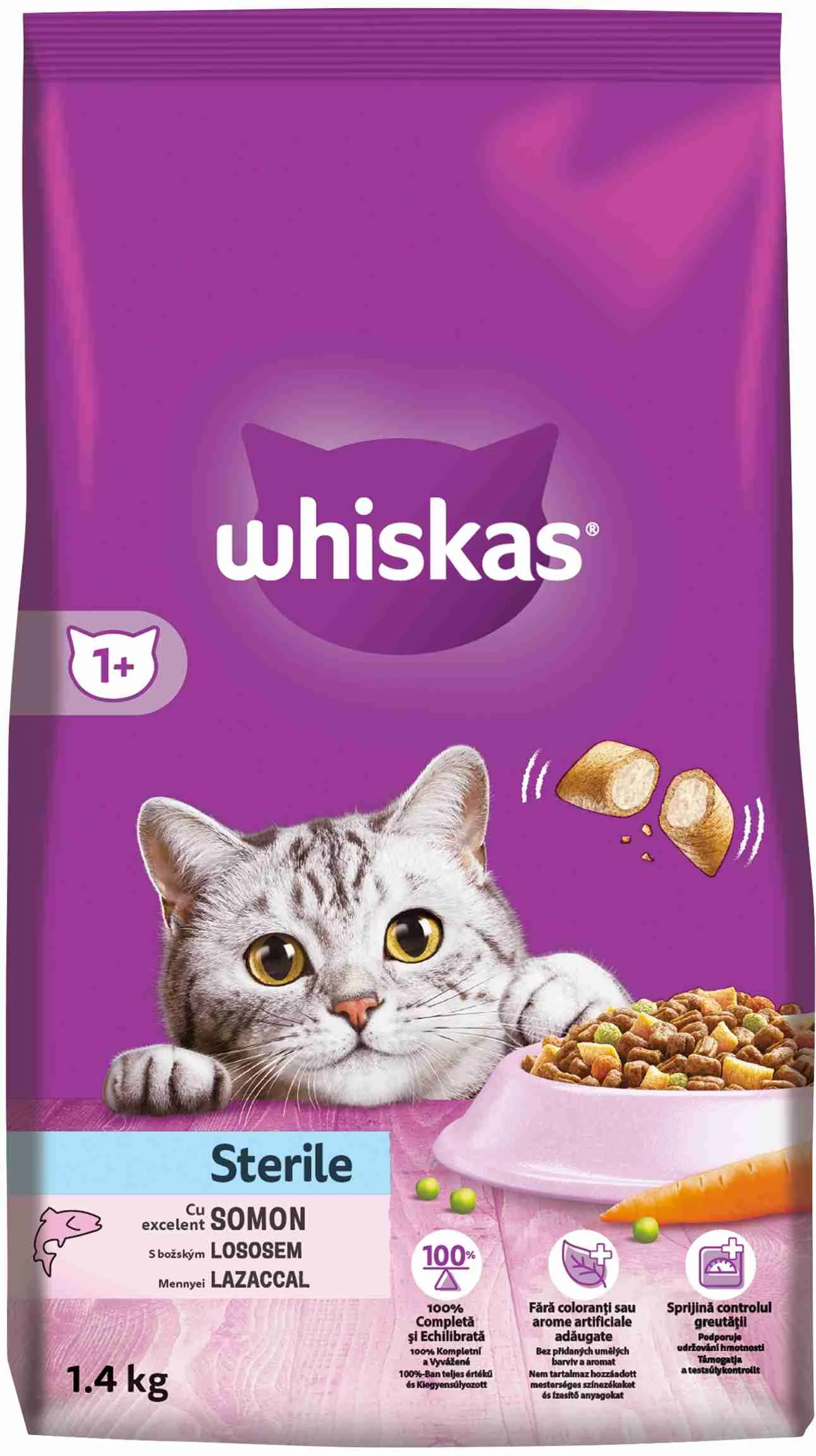 WHISKAS Granule Sterile pre dospelé mačky s lososom