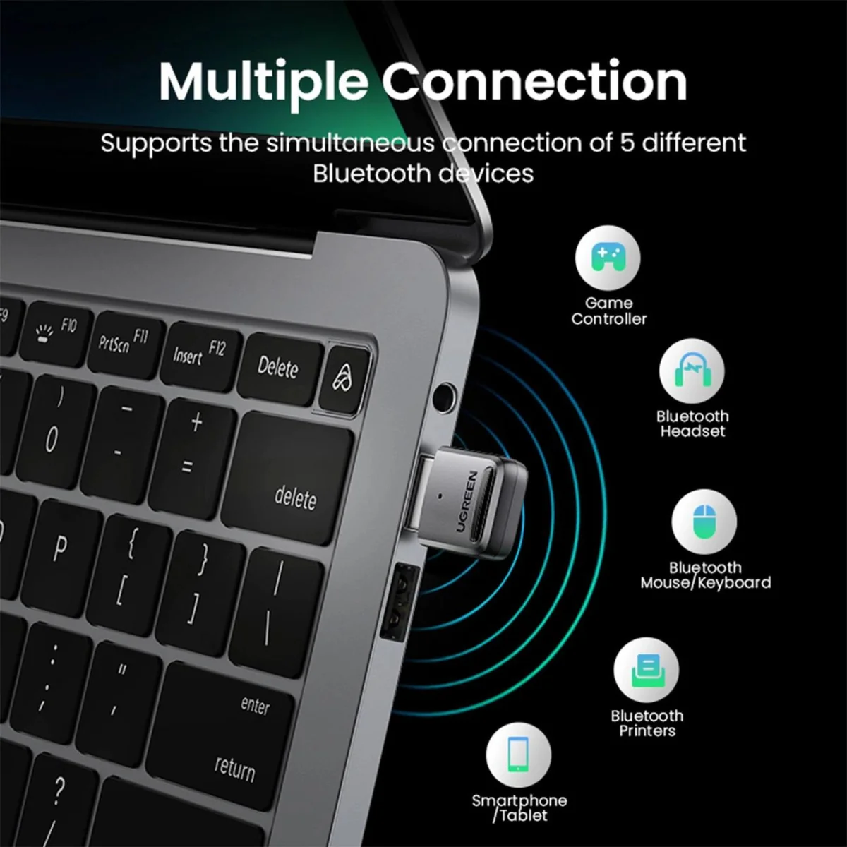 Ugreen CM390 5.0 USB Bluetooth adaptér, čierny 