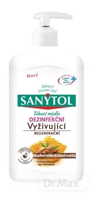 SANYTOL Tekuté mydlo Vyživujúce 1×250 ml, dezinfekčné, Mandľové mlieko a materská kašička