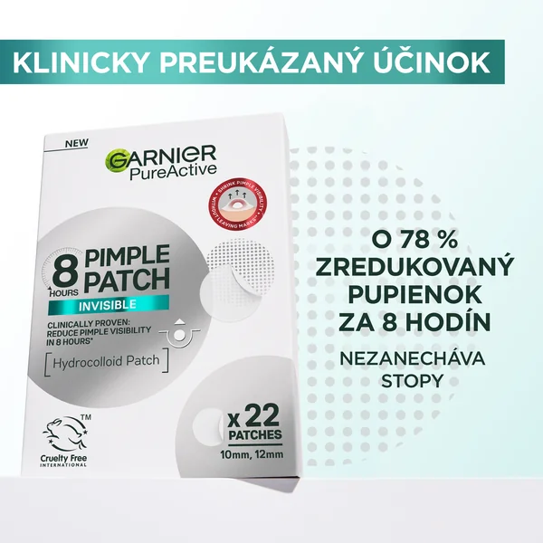 Garnier Hydrokoloidné neviditeľné náplasti na nedokonalosti s BHA 1×22 ks, náplaste na nedokonalosti