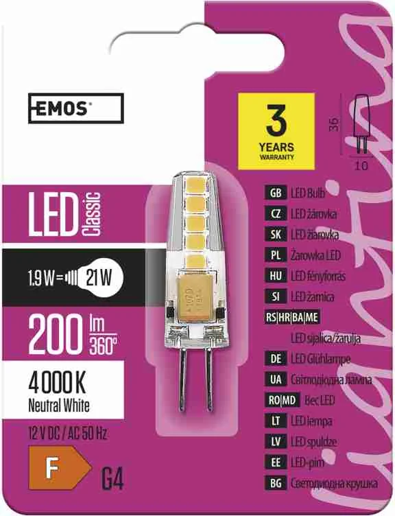 LED CLS JC 1,9W G4 NW 1×1 ks, LED žiarovka