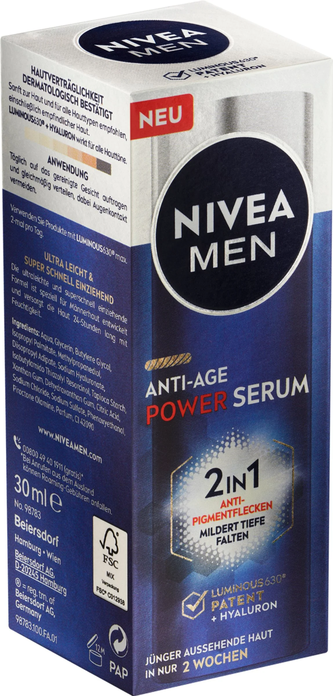 Nivea Men Posilňujúce Power sérum 2 v 1 1×30 ml, pleťové sérum pre mužov