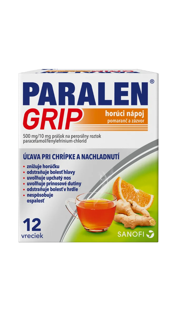 Paralen Grip Horúci nápoj pomaranč a zázvor 12 vrecúšok 1×12 ks, liek