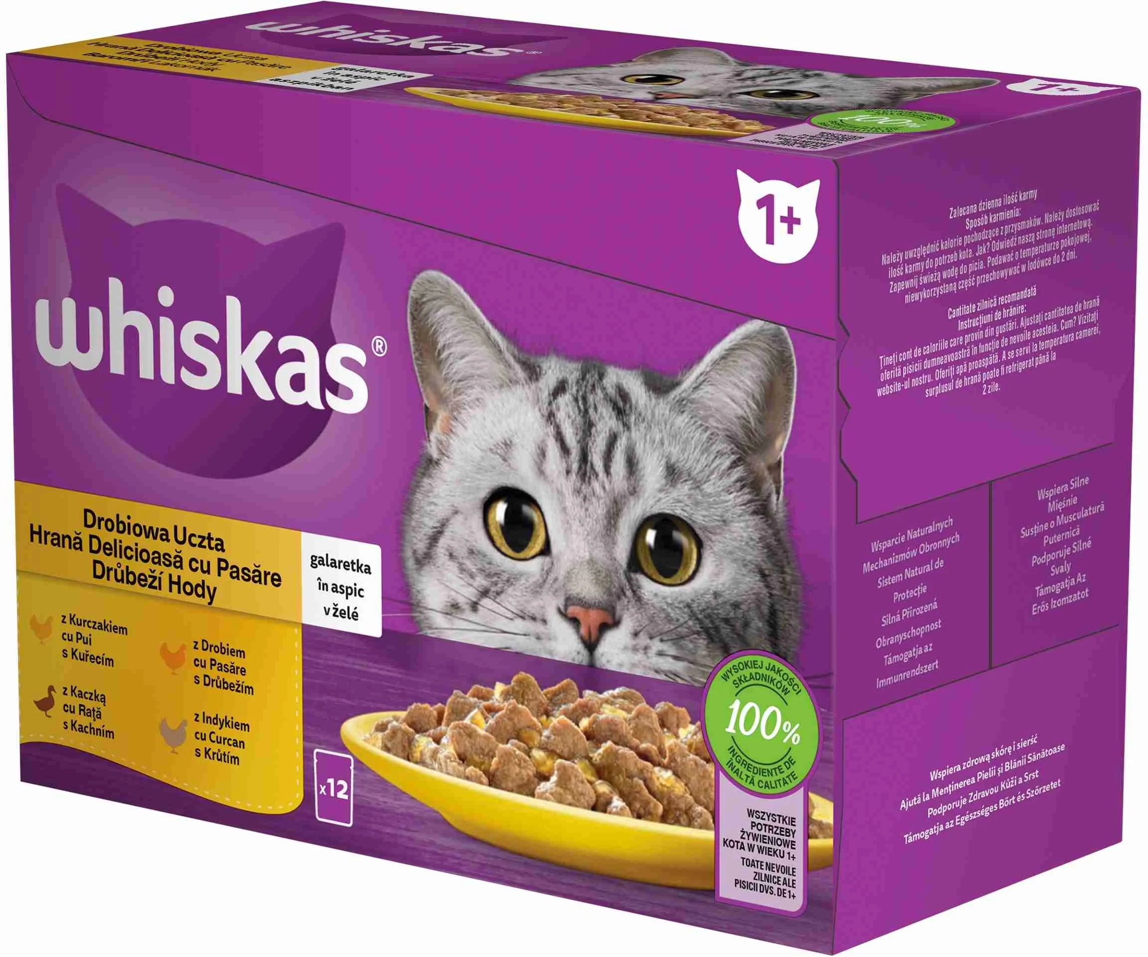 WHISKAS Kapsička Hydinový výber v želé 12pack 12×85g, kapsička pre mačky