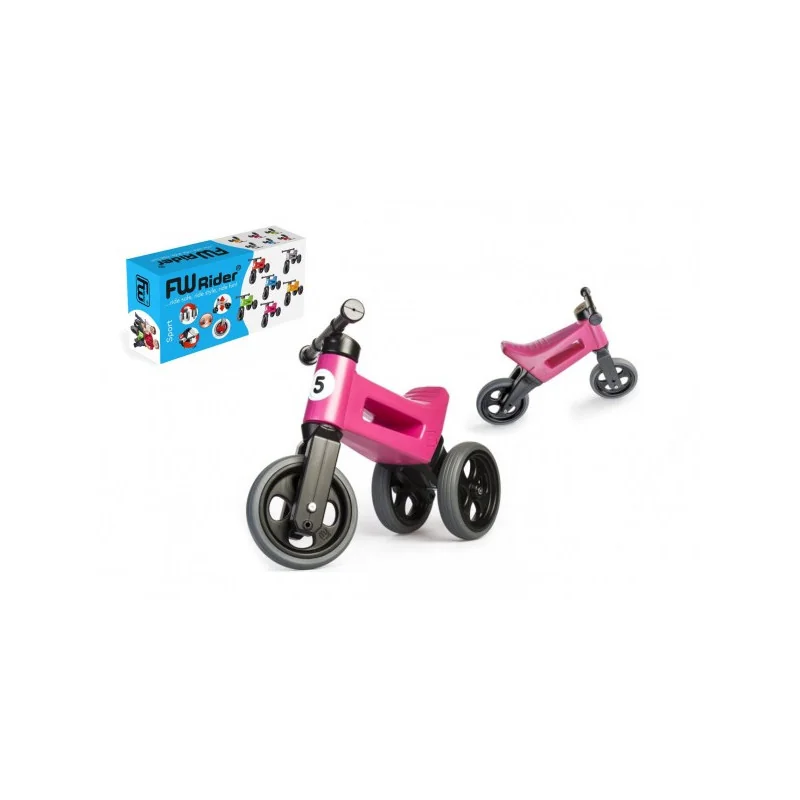 Teddies Odrážadlo FUNNY WHEELS Rider Šport ružové 2v1, výška sedla 28 / 30cm nosnosť 25kg 18m + v krabici