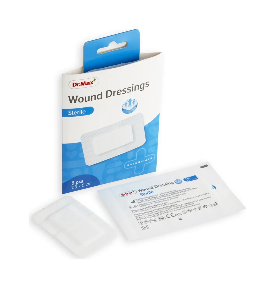 Dr. Max Wound Dressings Sterile 7,5x5 cm 1×5 ks, samolepiaca sterilná náplasť na rany