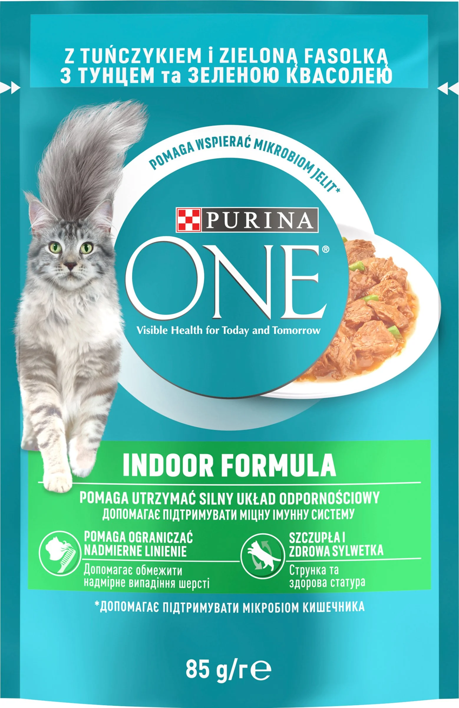 PURINA ONE Indoor mini filetky s tuniakom a zelenými fazuľkami v šťave 85g