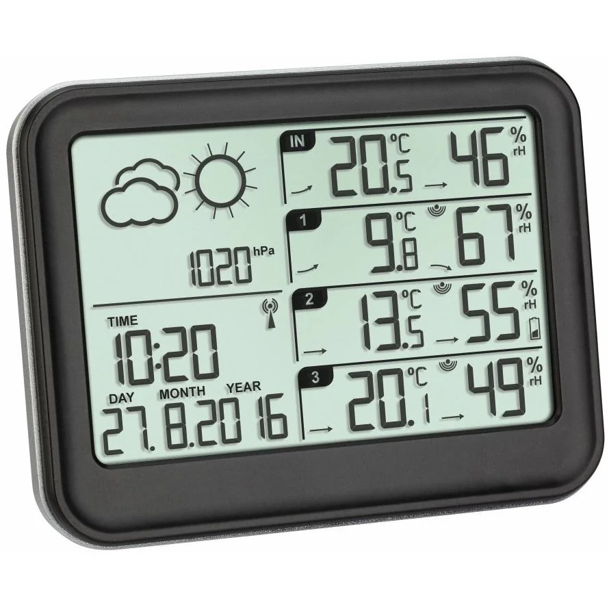 35.1142.01 TFA VIEW Bezdrôtová meteostanica s 3 čidlami, čierna