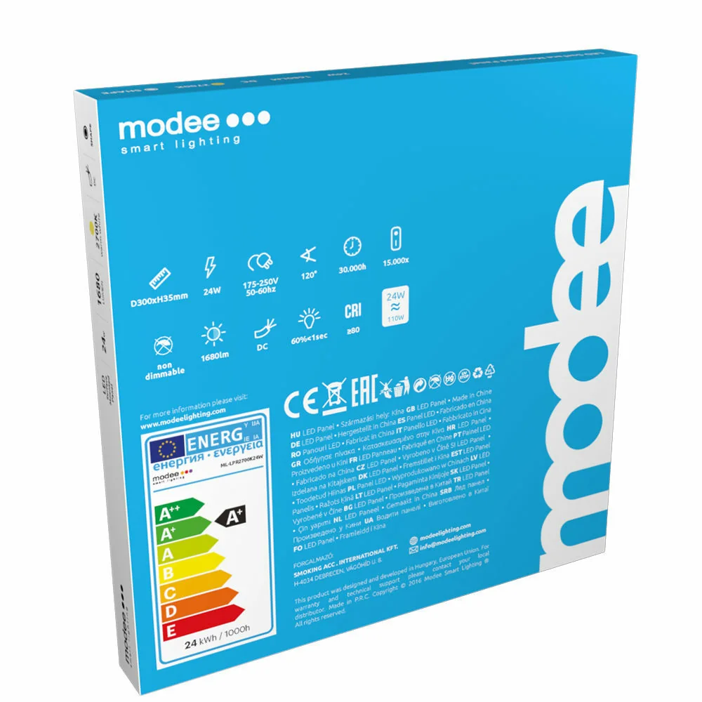 Modee LED Panel okrúhly 24W 1650lm 300x35mm teplá biela (ML-LPR2700K24W) 