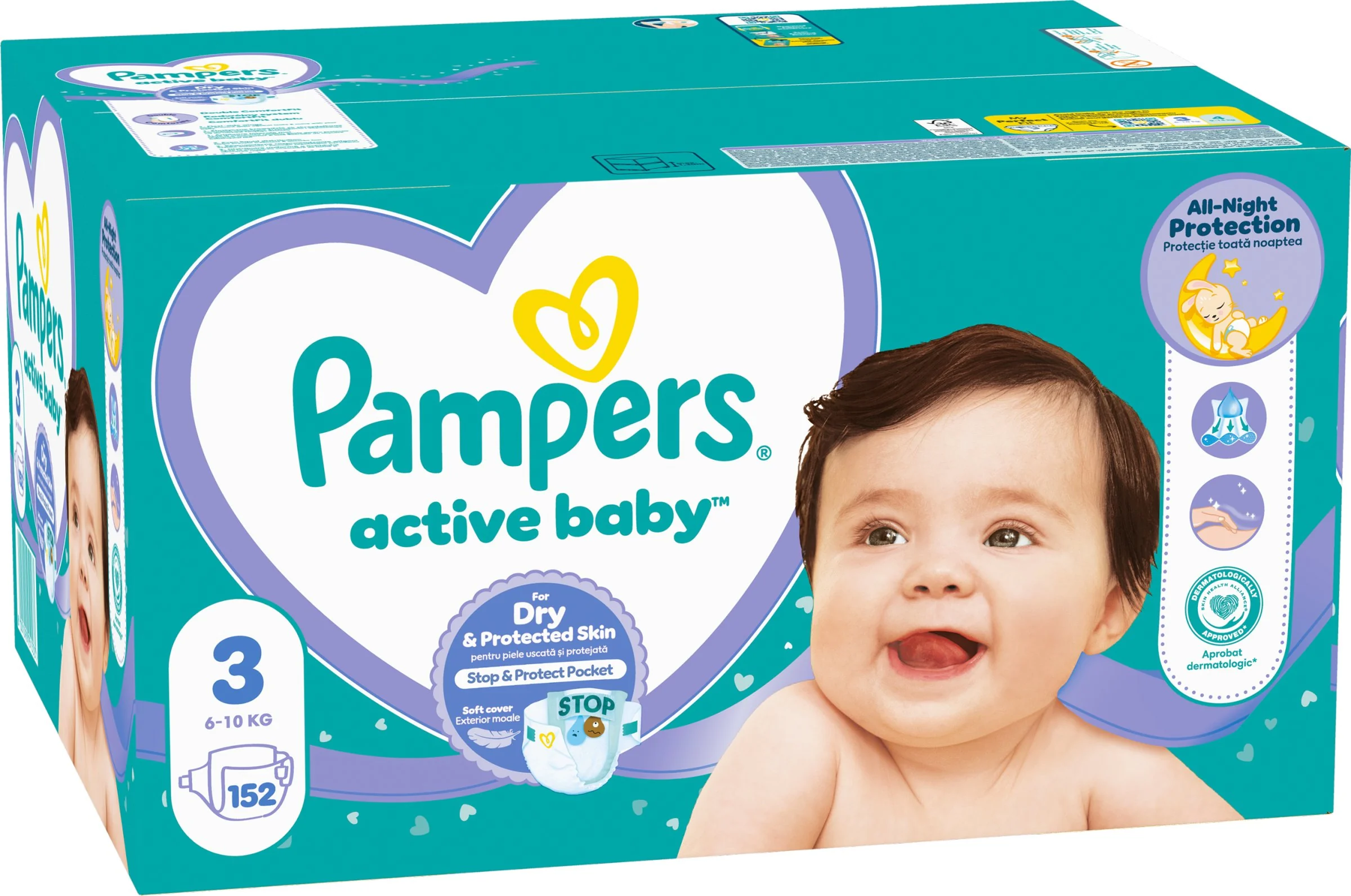 Pampers Active Baby MP+ S3 152ks (6-10kg) 1×152 ks, plienky