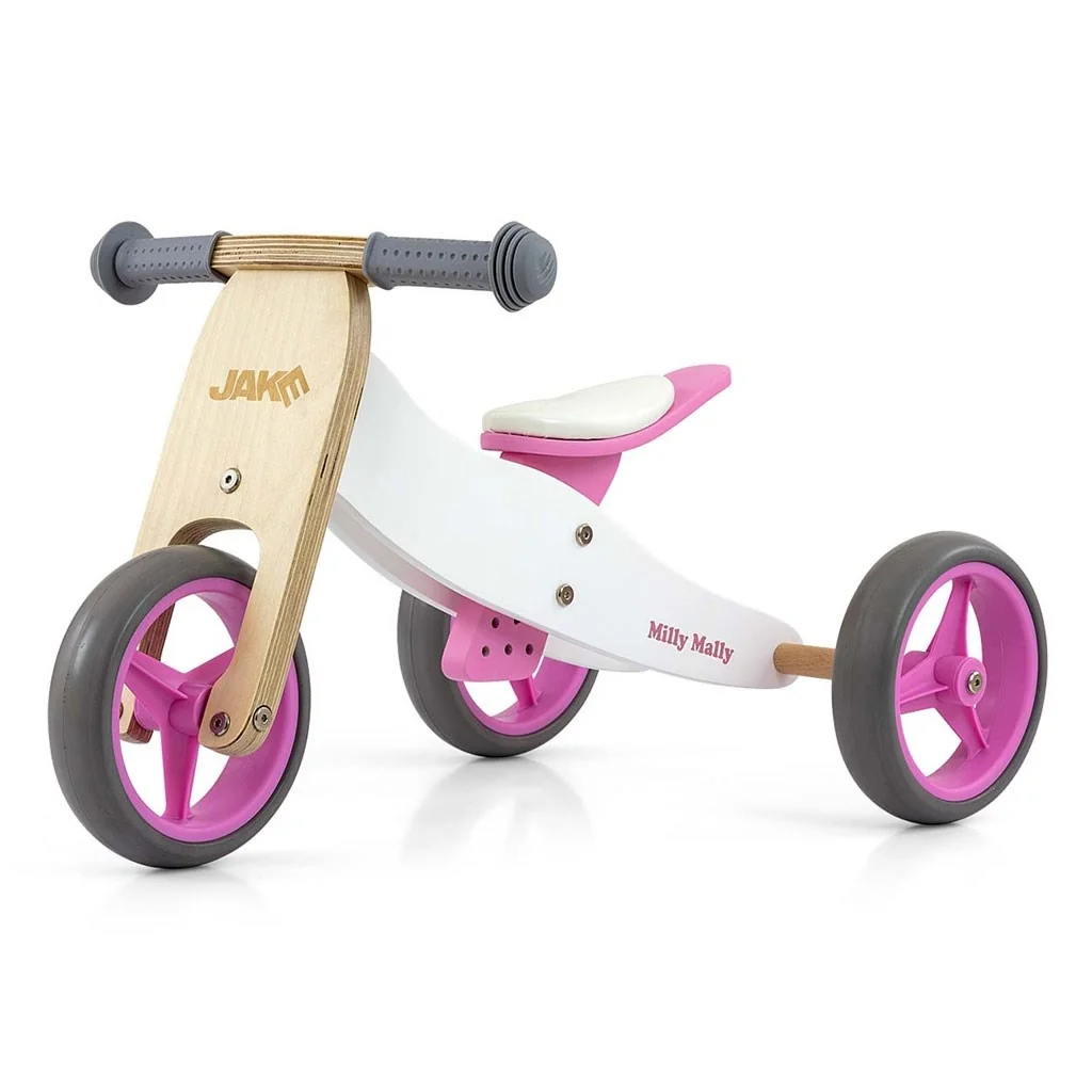 Detské multifunkčné odrážadlo bicykel 2v1 Milly Mally JAKE Classic Pink , 20C56531