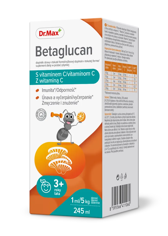 Dr. Max Betaglucan + vitamin C 1×245 ml, s pomarančovou príchuťou