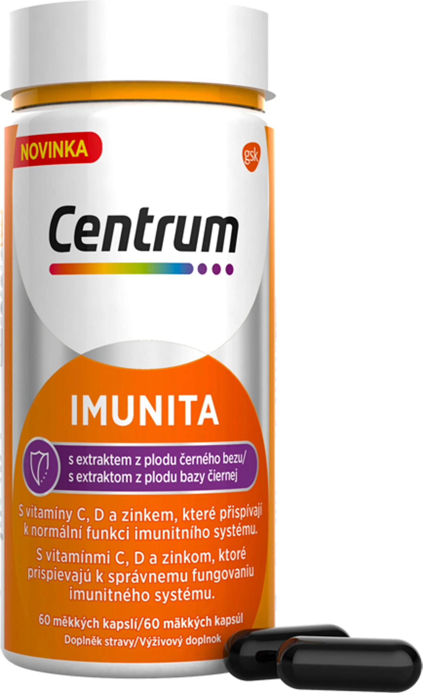 Centrum Imunita s extraktom z bazy čiernej 1x60 cps, multivitamín s vitamín C a D pre posilnenie imunity