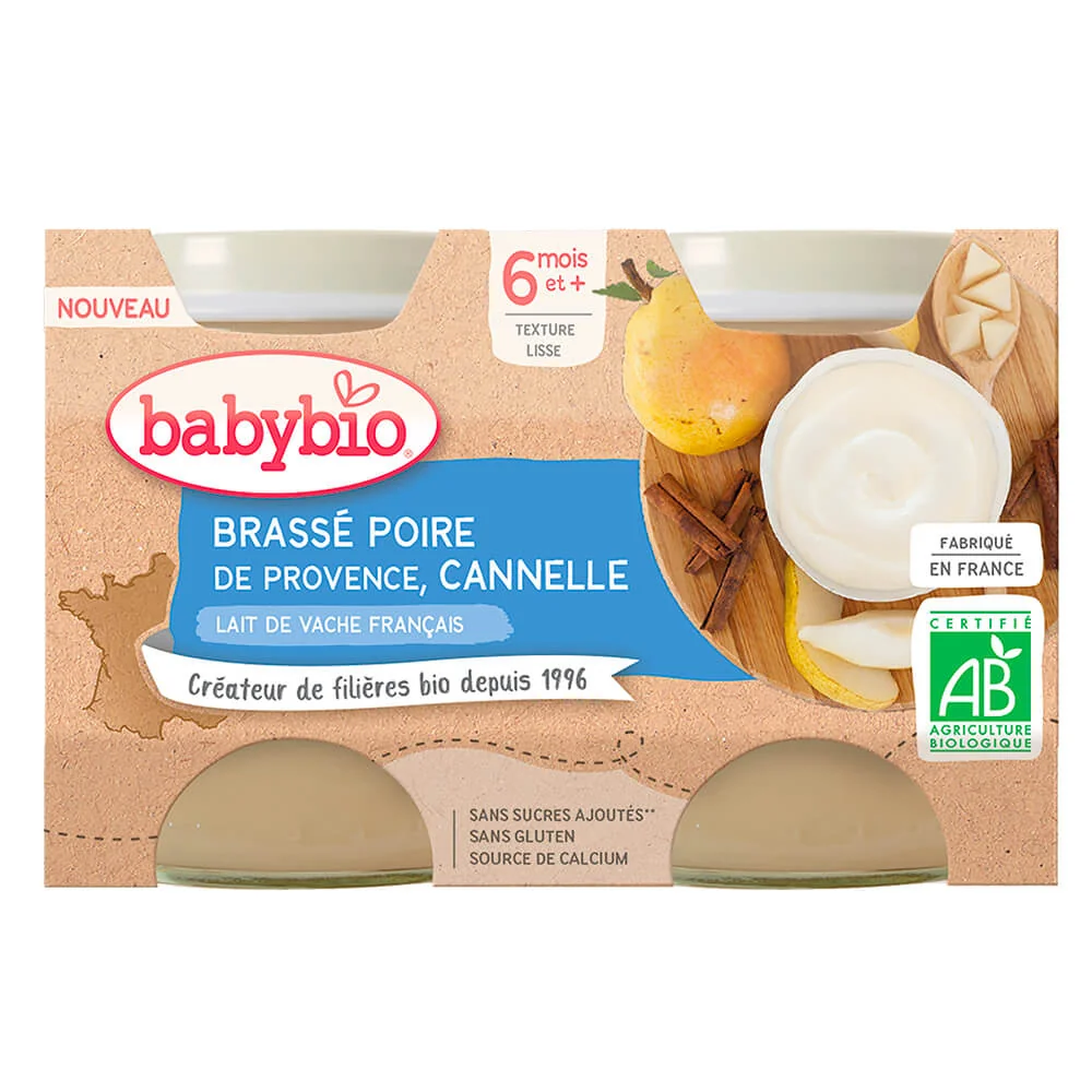 BABYBIO Brassé hruška škorica 2x130 g