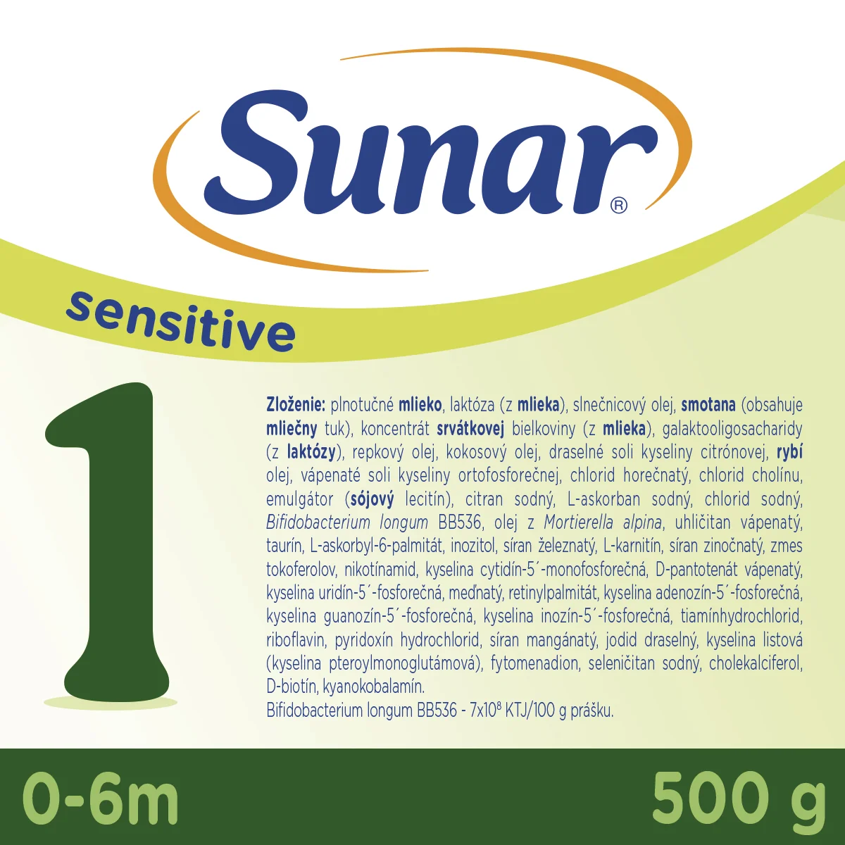 Sunar Sensitive 1 1 x 500 g, dojčenská výživa pre dojčatá od narodenia