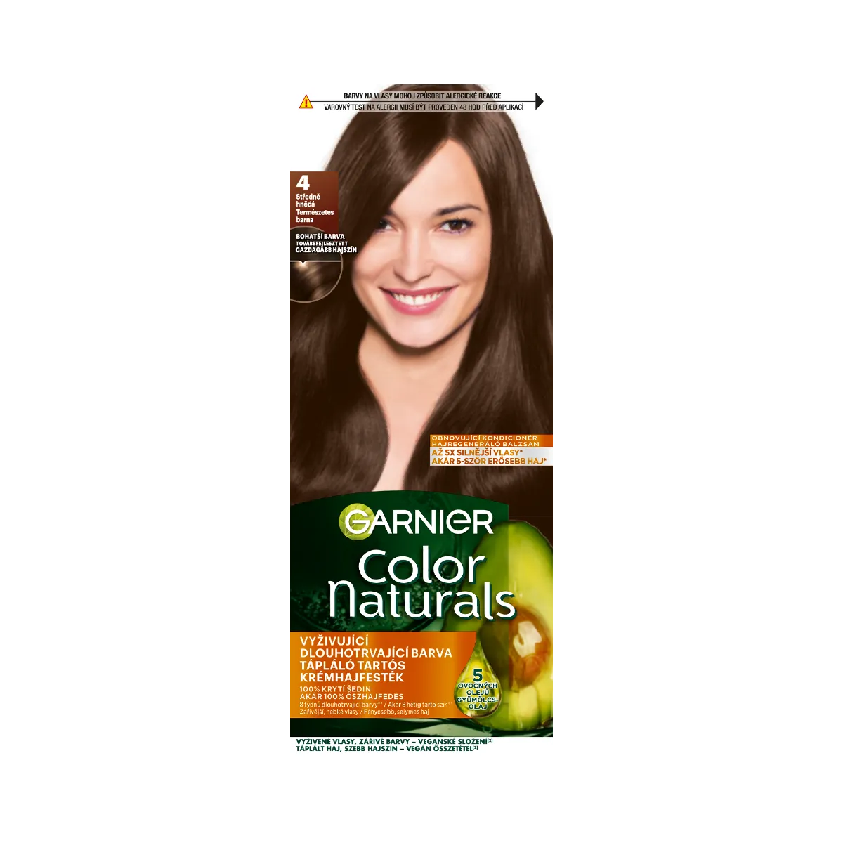 Garnier Color Naturals permanentná farba na vlasy 4 Stredne hnedá 1×1 kus, farba na vlasy