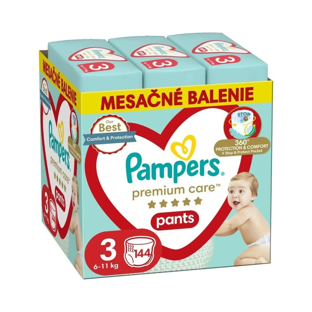 Pampers Premium Pants MSB S3 6-11kg 1×144 ks, plienkové nohavičky