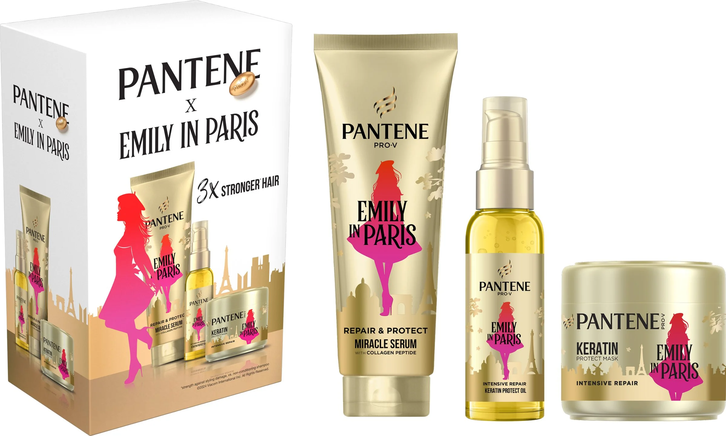 Pantene Pro-V Súprava produktov Pantene x Emily in Paris: sérum, olej a maska na vlasy