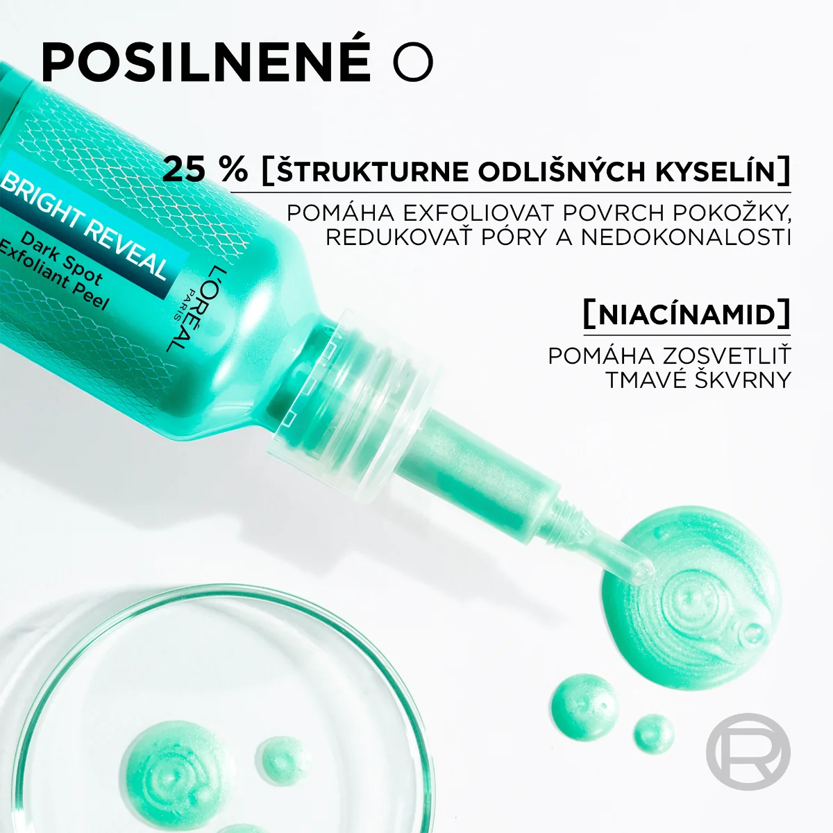 L'Oréal Paris Bright Reveal exfoliačný peeling proti tmavým škvrnám 1×25 ml, exfoliačný peeling