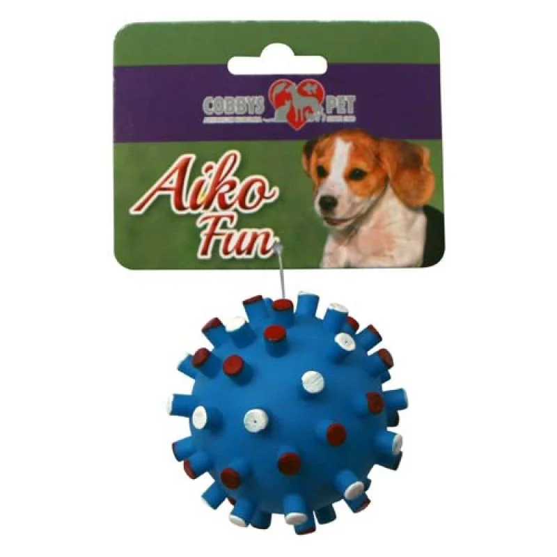 COBBYS PET AIKO FUN Lopta s pichliačmi 11cm gumená hračka pre psov 