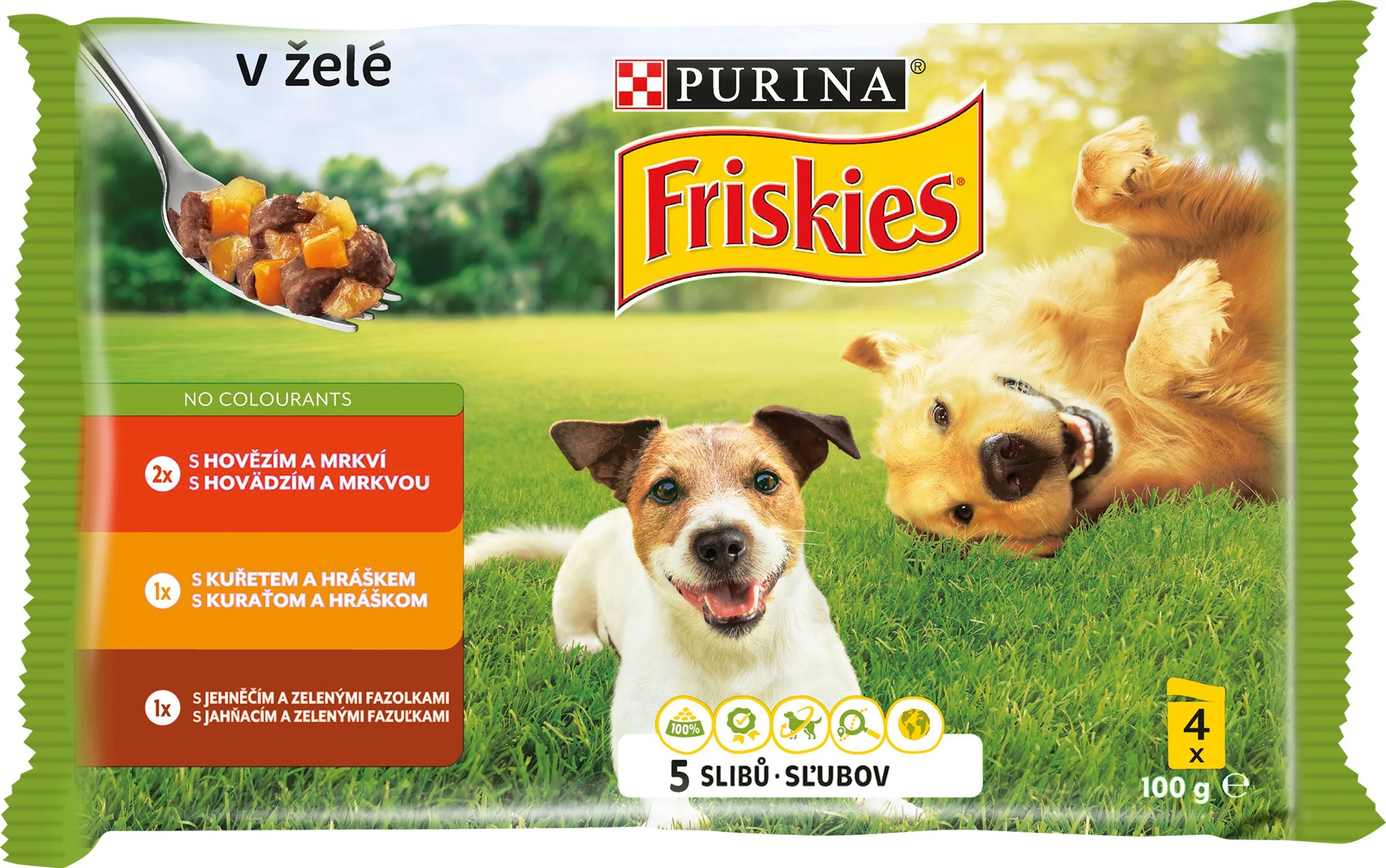 FRISKIES ADULT Dog Multipack 10(4x100g) - hovädzie/kura/jahňacie v želé