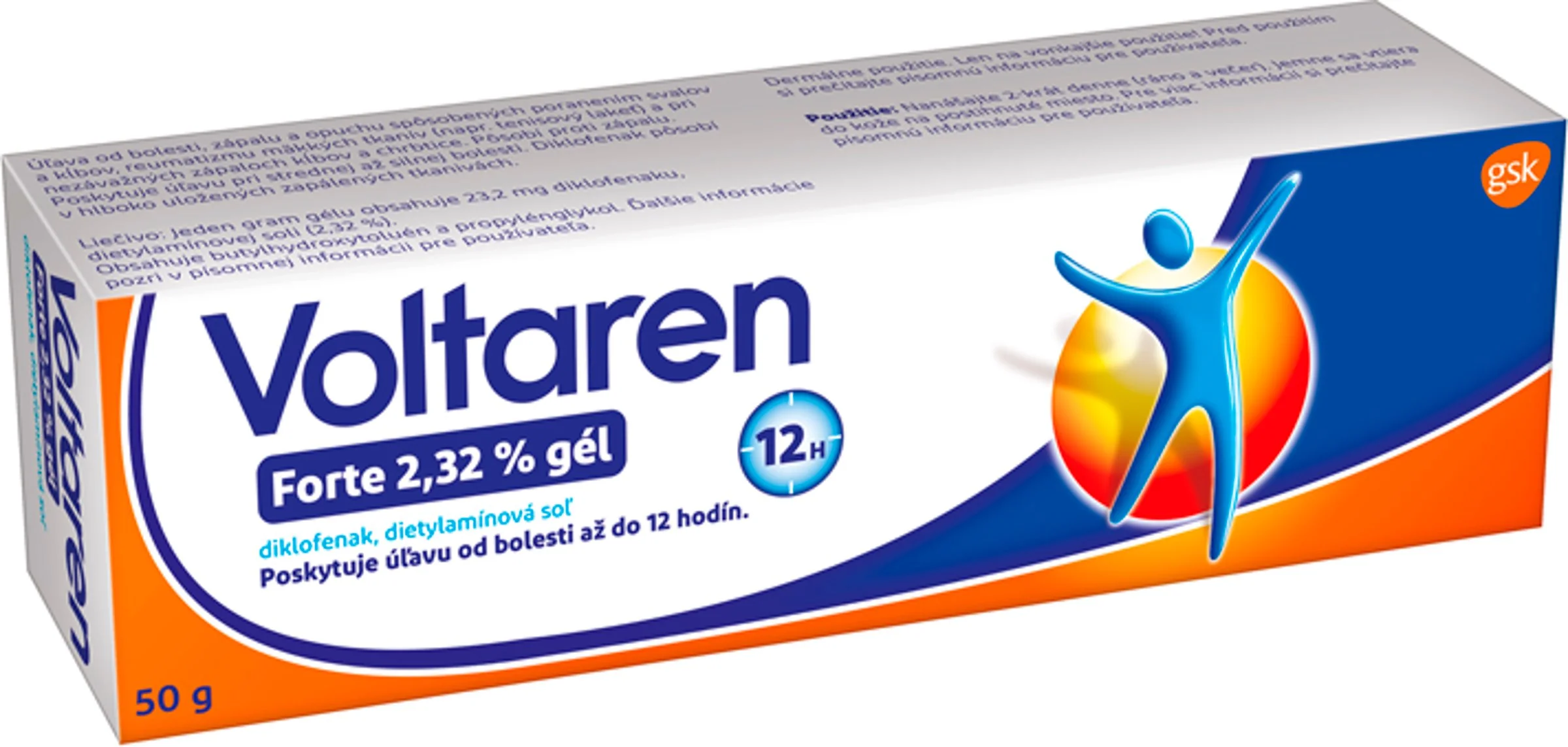 Voltaren Forte 2,32% gél 1x50 g, gél s diklofenakom na bolesť chrbta, svalov a kĺbov